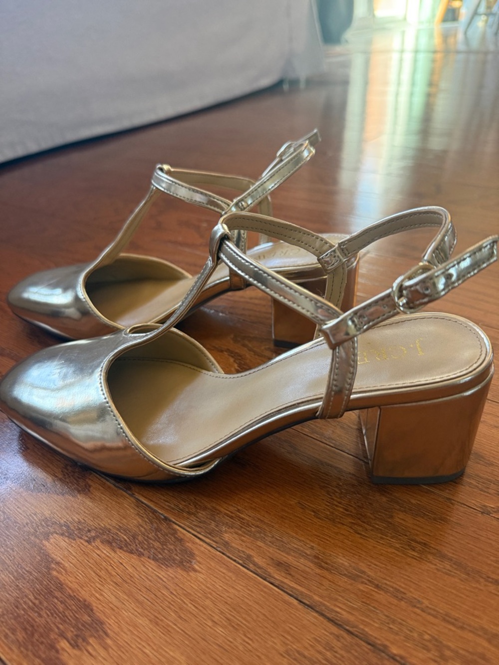 J. Crew gold t-strap heels - Picture 7 of 12